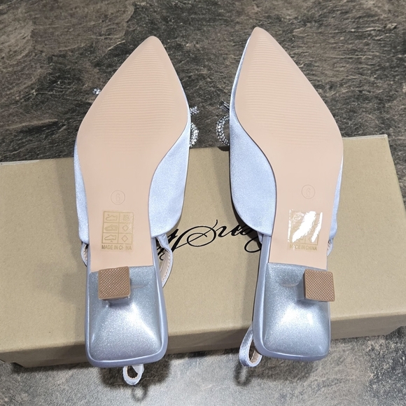 GENSHUO Slingback Rhinestone Bow Heels #946 - Picture 4 of 14